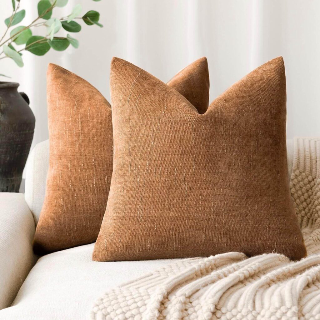 brown throw cushions