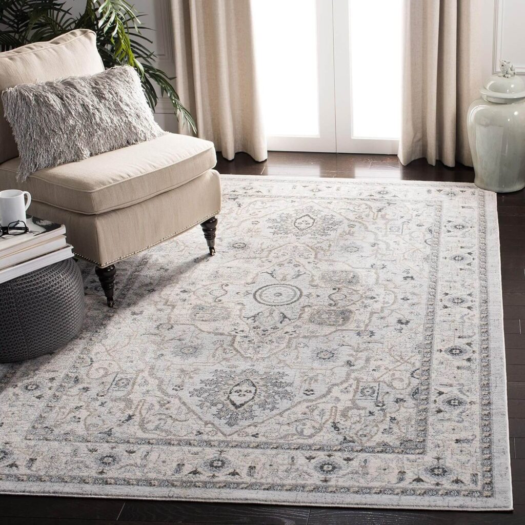 white and grey area rug